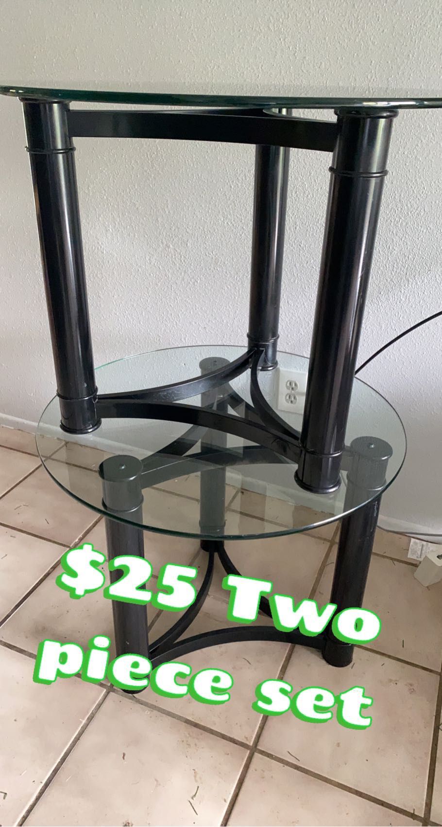Two Glass End Tables 