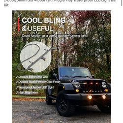 Pre-Runner LED Grille Light Bar Kit for 2007-2018 Jeep Wrangler JK 2-Door/Unlimited 4-Door (JK), Plug & Play Waterproof LED Light Bar Kit