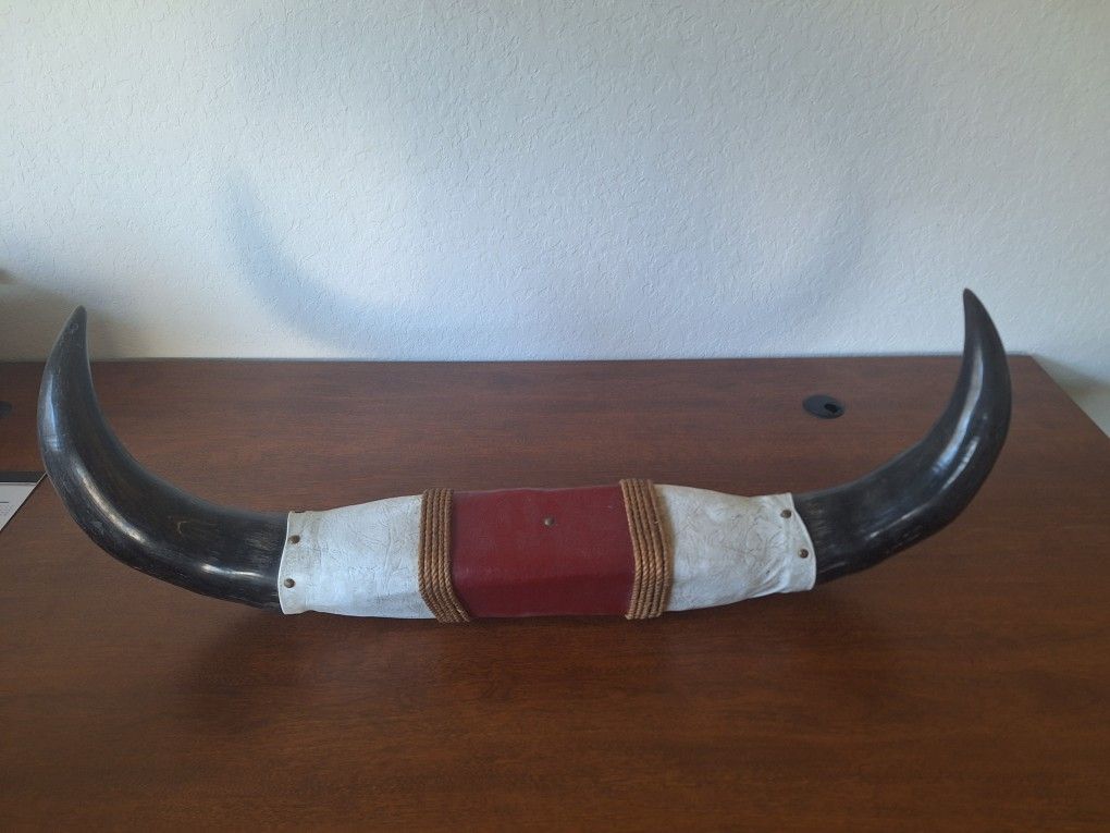 Bull Horn Wall Decor With Hanger - 30"