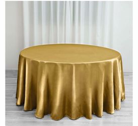 Satin Round Tablecloth 120" Gold - Classy Seamless Table Cover for Weddings & Events set of 10