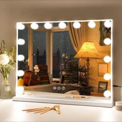 VANITII GLOBAL
22.8 in. W x 18.1 in. H Large Rectangular Framed Dimmable LED Tabletop Mounted Bathroom Vanity Mirror in White