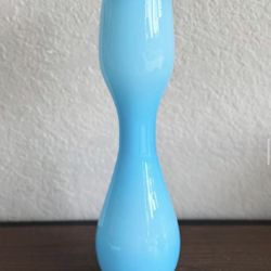 Baby Blue Blown Glass Mid Century Vase w/ Bolbus Neck
