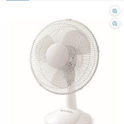 Mainstays 12" 3-Speed Oscillating Table Fan, FT30-8MBW, New, White