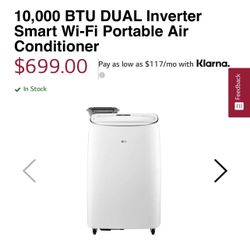 LG 10,000 BTU Dual Inverter Smart Wi-Fi Portable Air Conditioner - White