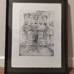 Framed Italian Villa Sketch