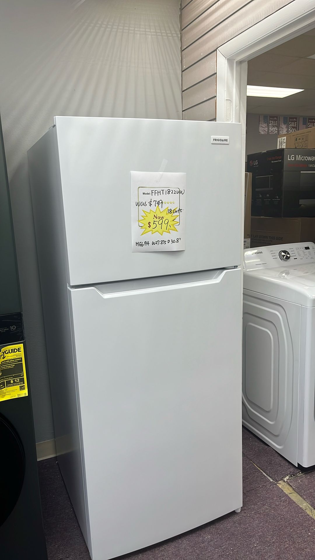 Refrigerator White 30” In New 1 Year Warranty