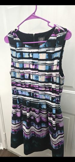 Vince Camuto Modern Striped Sleeveless Fit and Flare Dress size 14