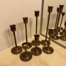 Vintage Brass Candlesticks 7 Piece