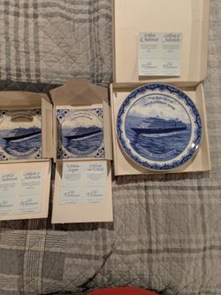 Holland America Line MS Eurodam 2008 Inaugural Plate & 2 Tiles Set Box COA