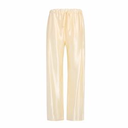 Khaite Rohen Pant Cream satin wide leg trousers with drawstring waist