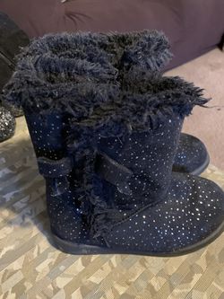Black sparkle boots children girls size 11 like new