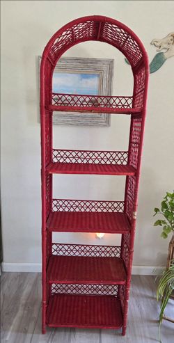 Arched Wicker Rattan Bookshelf