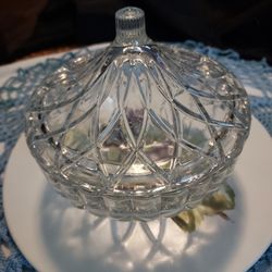 Vtg Clear Candy Dish with Lid by KIG Indonesia 
