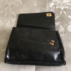 Black Leather Clutch Handbag