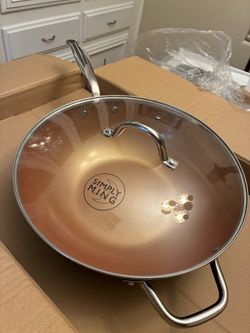 NEW Simply Ming 13” Nonstick Wok w/ Lid – Induction Compatible
