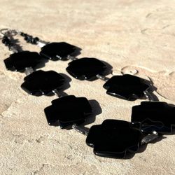 Sterling silver handcrafted black onyx gemstone necklace