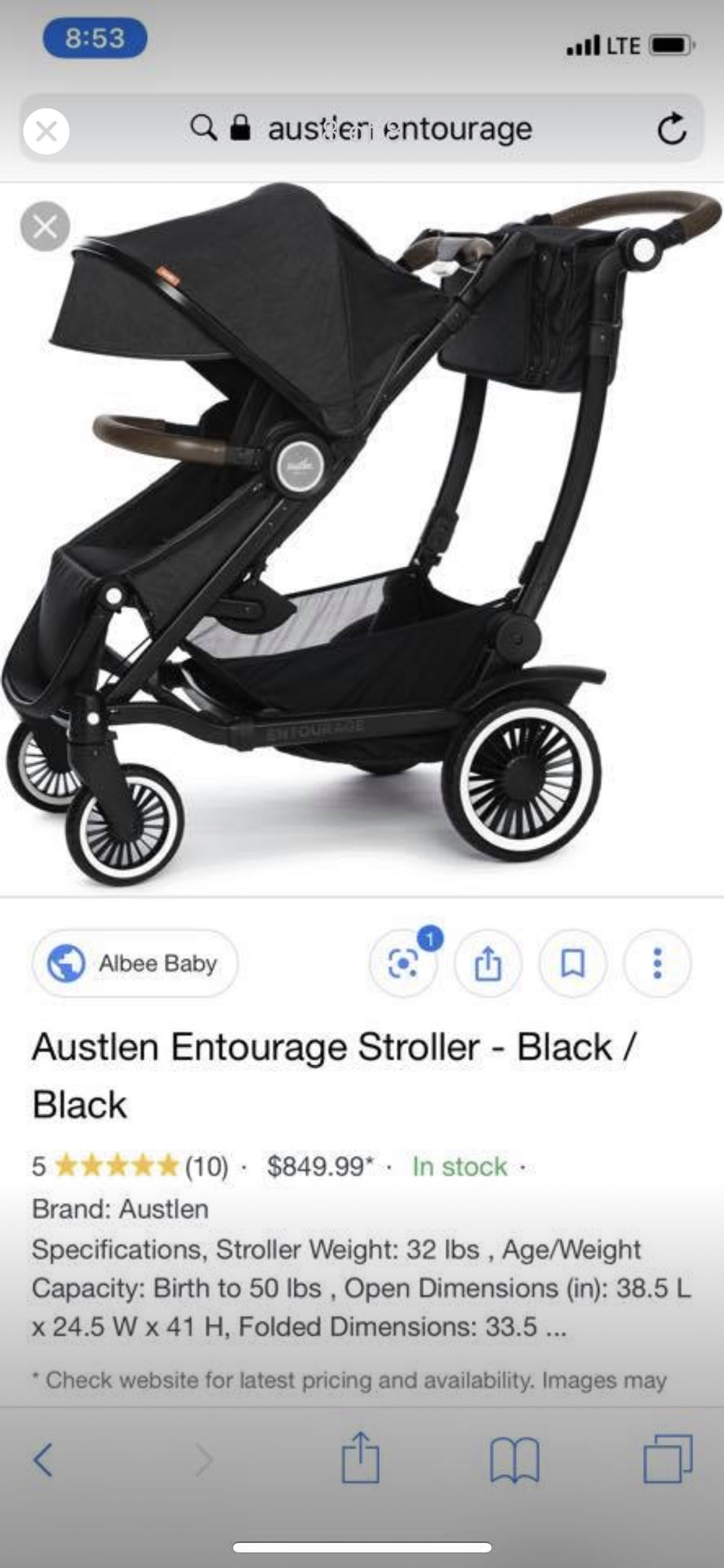 Austlen entourage stroller