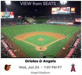 2 Angels Baseball v Baltimore Orioles Tickets + Parking Wednesday 6-24
