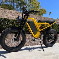 1500 Watt Electric Ebike, Heavy Duty/Full Suspension, Hydraulic Brakes  (Black Or Flaked Yellow)