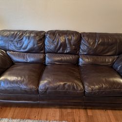 Brown Leather Sofa & Loveseat
