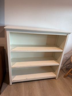 Pottery Barn White Wood Bookcase with 3 Shelves