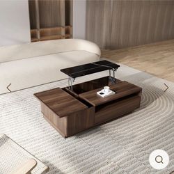 Walnut High-quality Lift Top Cocktail Table with Hidden Compartment