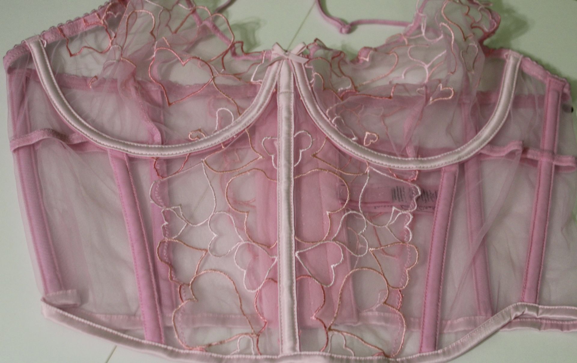 Skims Embroidered Tulle Cropped Corset