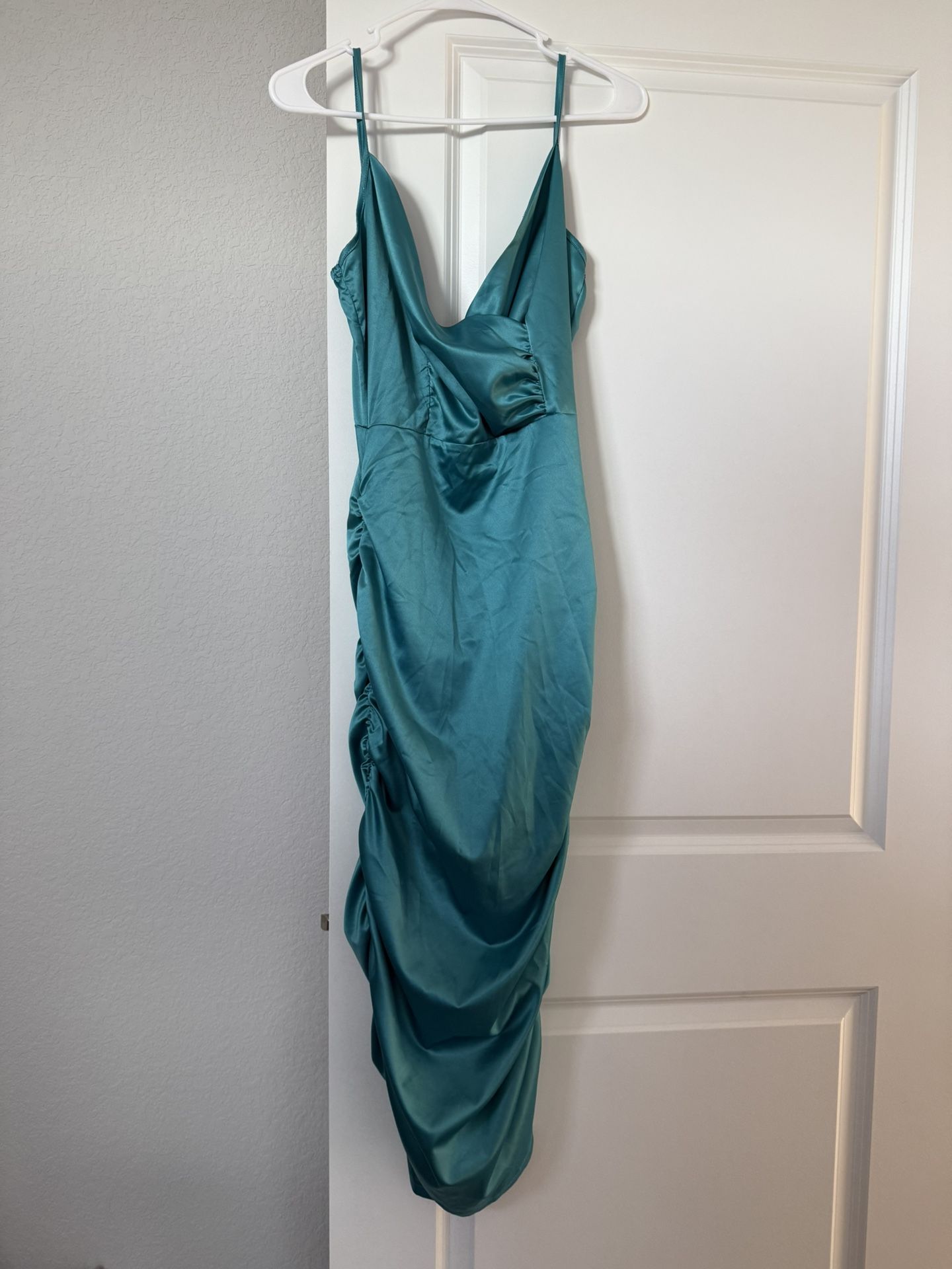 Satin Peacock Color Dress