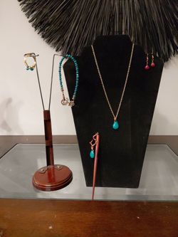 Turquoise and Red Stone Jewelry Set