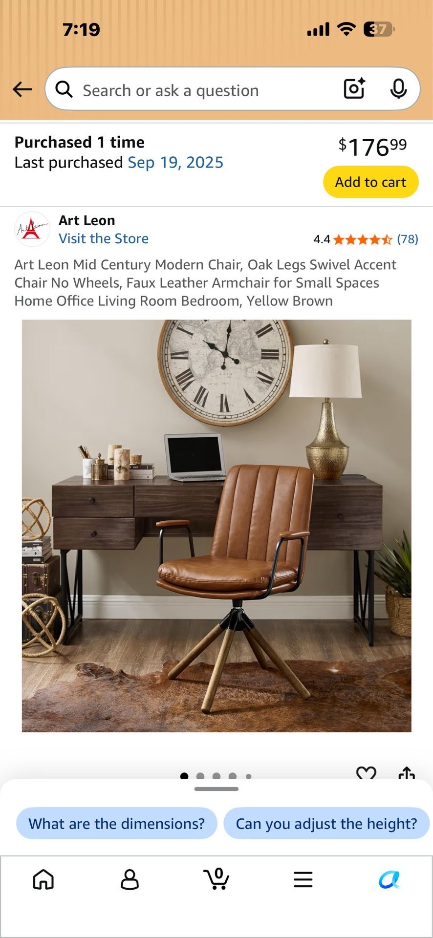 Beautiful Mid Century Desk Chair - $75