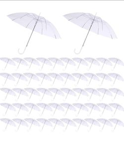 New 50 Pcs Wedding Clear Umbrella Bulk for Rain