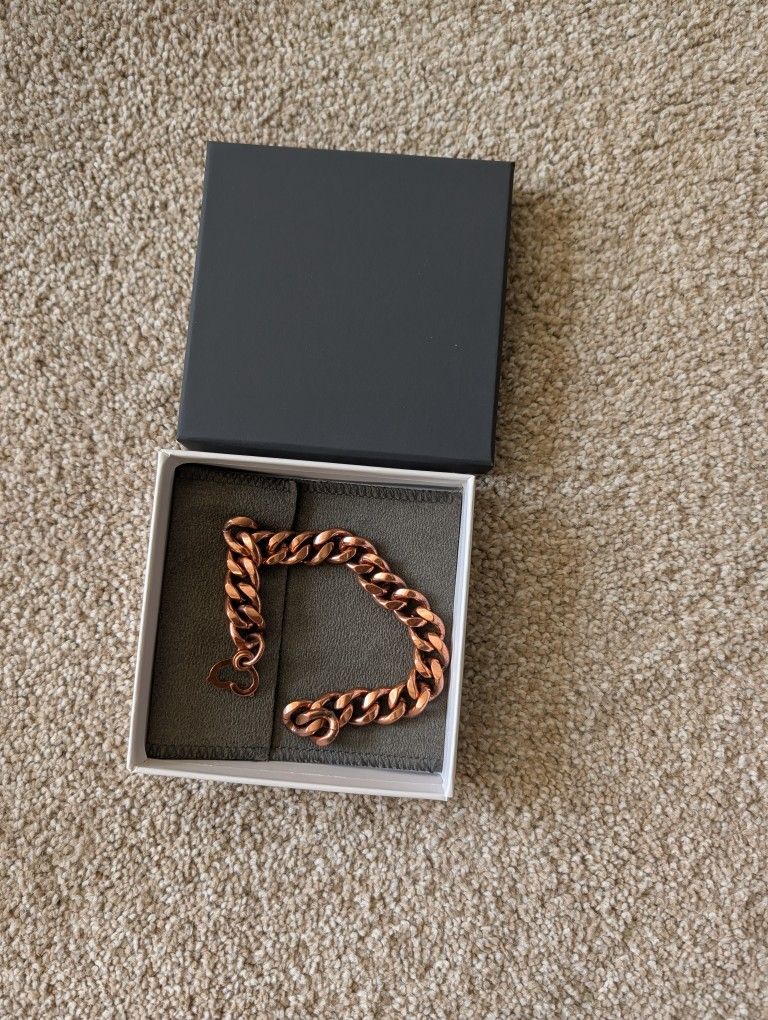 9 Inch Solid Copper Cuban Style Wrist Bracelet