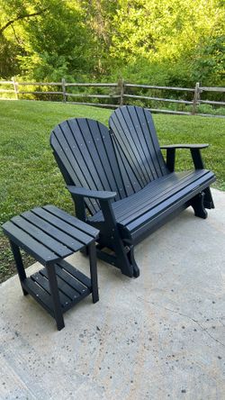 2-Piece HDPE Poly Lumber Adirondack Glider Bench and Side Table Set
