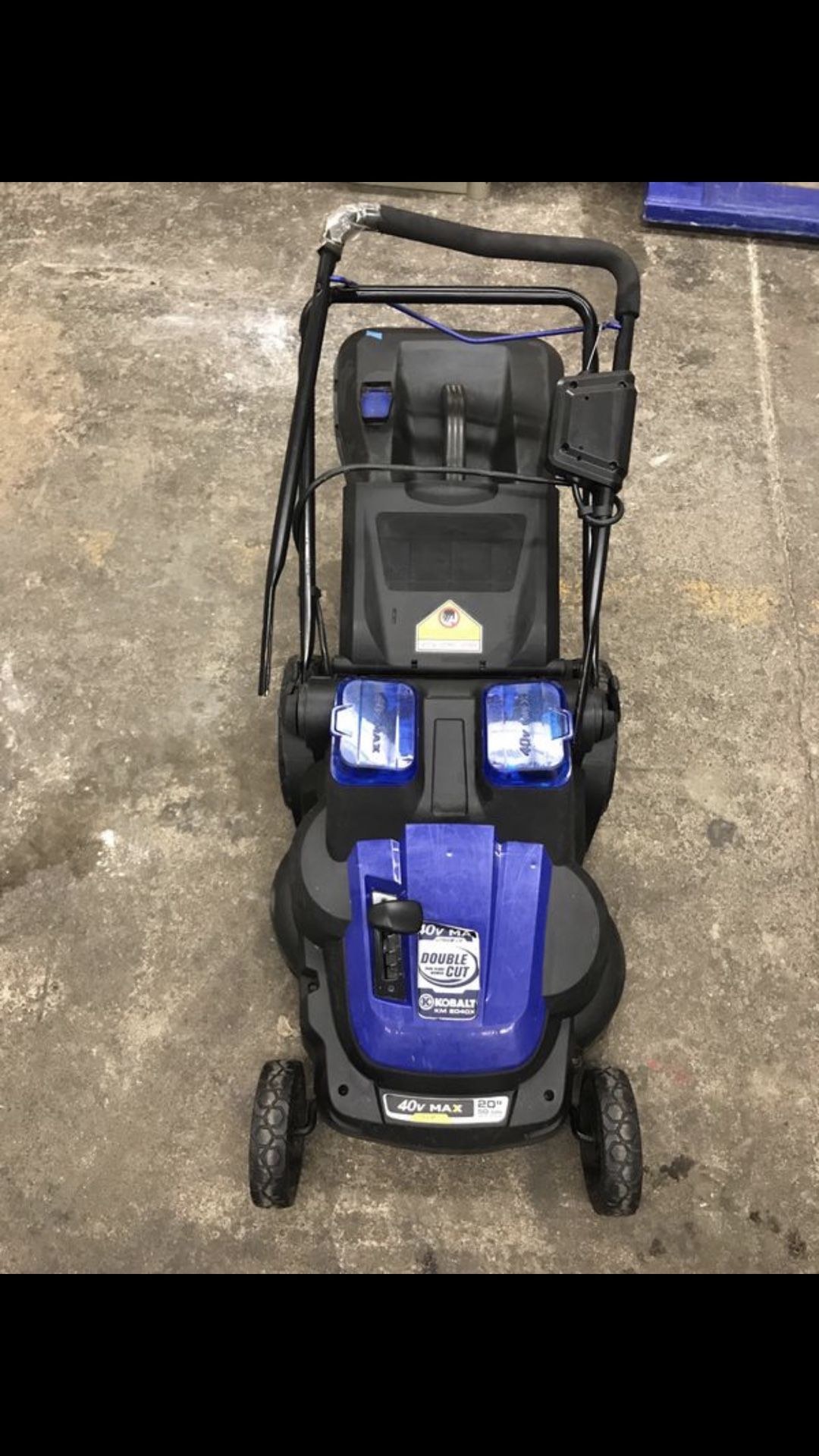 Kobalt dual blade mower 40V Max Lithium Ion 20 50cm for Sale in