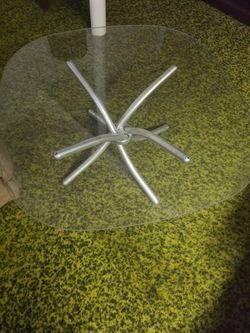 Modern Glass Top Coffee Table with Sculptural Metal Base