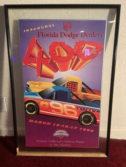 Inaugural Florida Dodge Dealers 400 signed by Dave Rezende poster