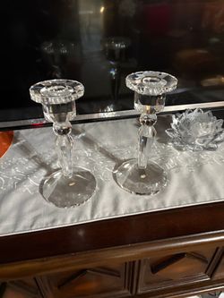 Vintage Panel Cut Crystal Candle Holders