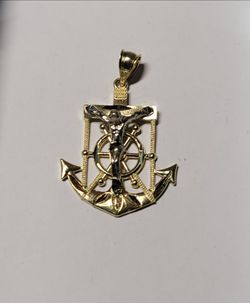 14 K GOLD ANCHOR CRUCIFIX PENDANT