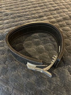Leather power lifting weight lifter belt, color black