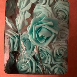 Box Of 25 Teal Green Flowers 