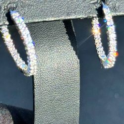 Roberto coin 18K White Gold & 1.7 TCW Diamond Inside-Out Hoop Earrings/25MM