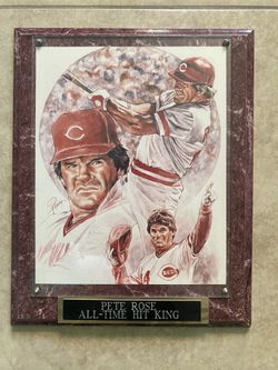 PETE ROSE All Time Hit King Plaque Baseball Memorabilia Reds Cincinatti Vintage 