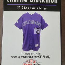 Charlie Blackmon 2017 Game Worn Jersey Piece