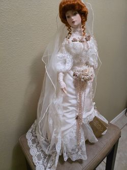 Franklin Heirloom Doll-Porcelain Bride Doll in Wedding Gown