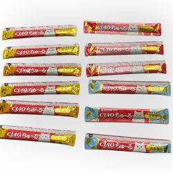 Inaba Churu Tuna Salmon & Chicken Puree 12 tubes Grain-Free Lickable Cat Treat