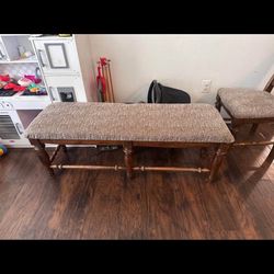 Brown Dining Table  With Bench And Chairs 
