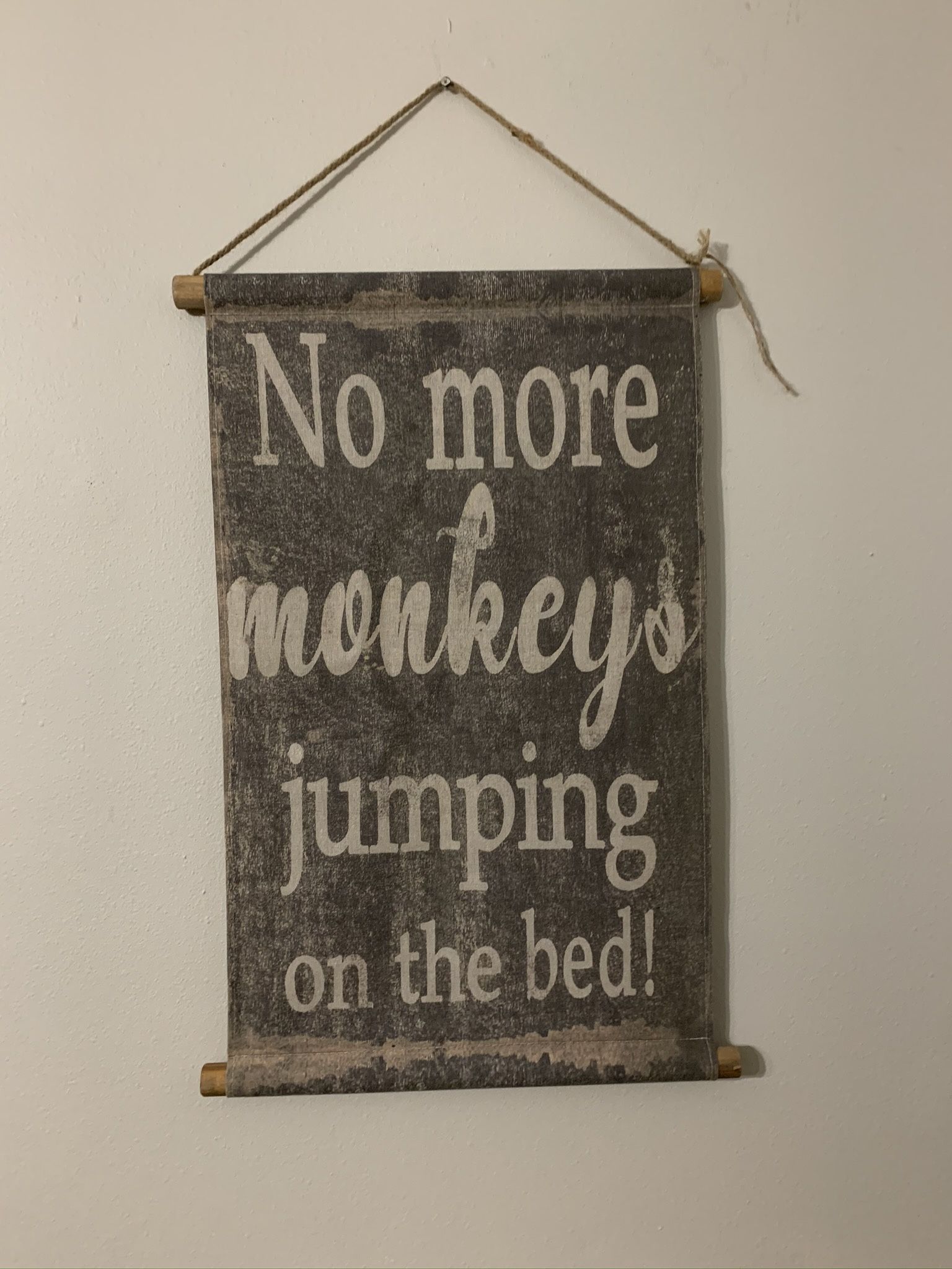 No more monkeys canvas decor 17x26