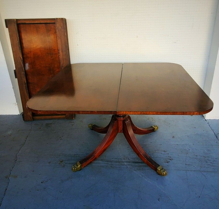 Antique Schmieg And Kotzian Dining Table With Leaf And Cover