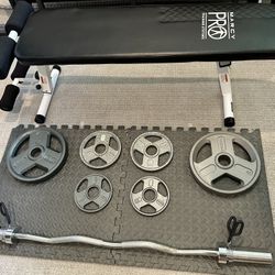 Workout Bench and Weight Set