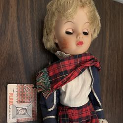 Vintage Bonnie Plaid Lassie Doll
